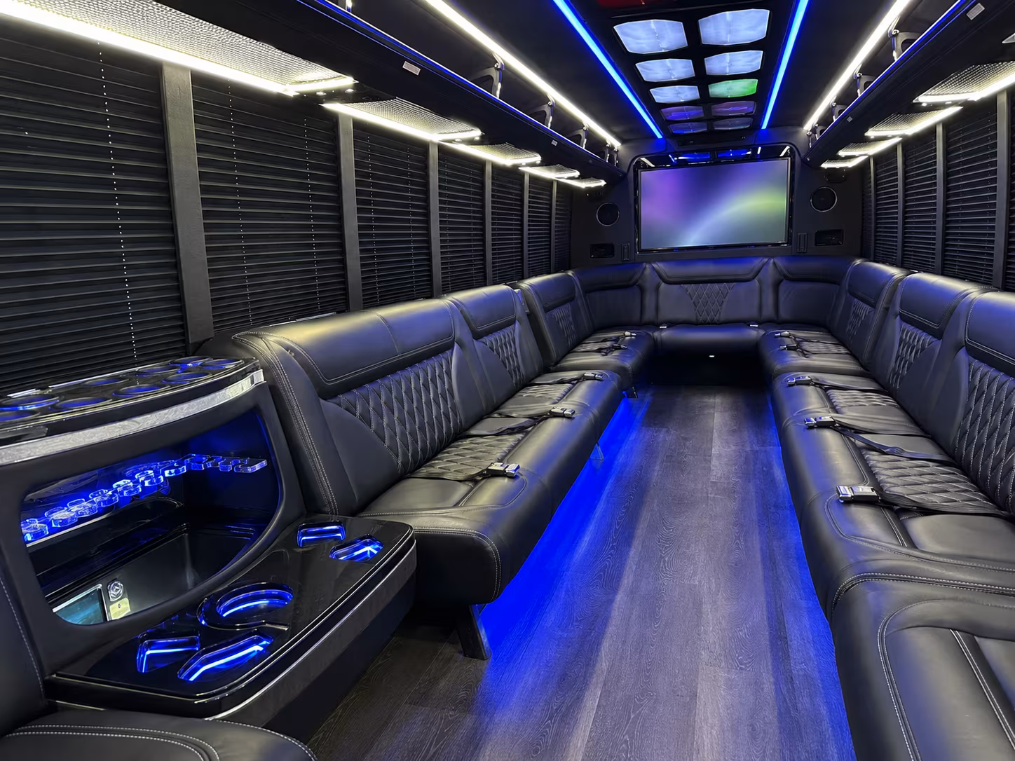 hampton 20 passenger party bus inside