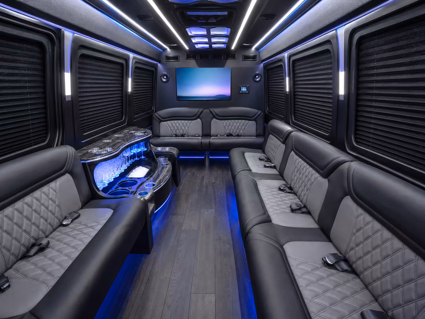 hampton 50 passenger party bus interior