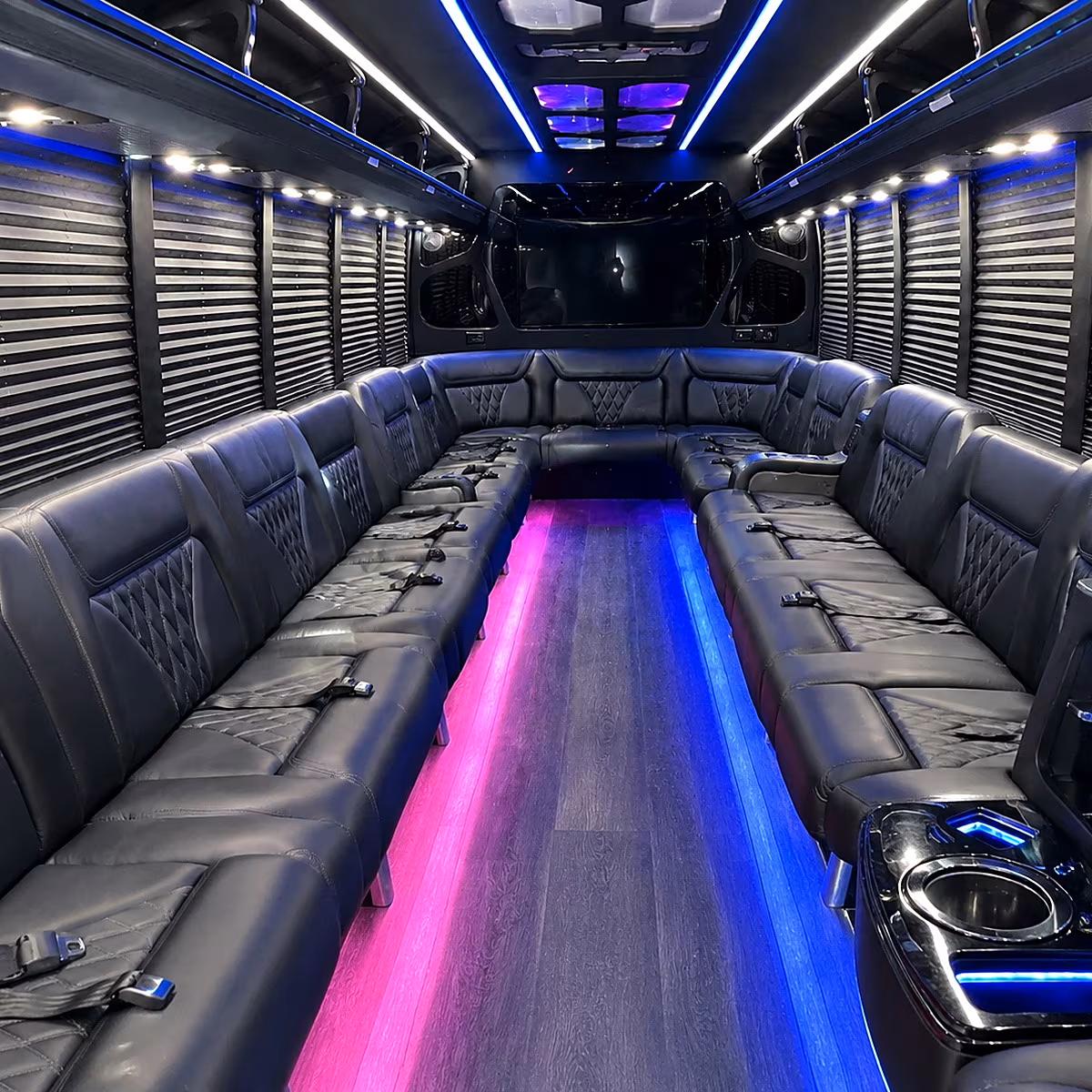 hampton party bus rental interior